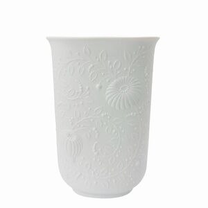 Kaiser W Germany Vase Bisque Porcelain 7" Embossed Onion Flower Vine Vintage